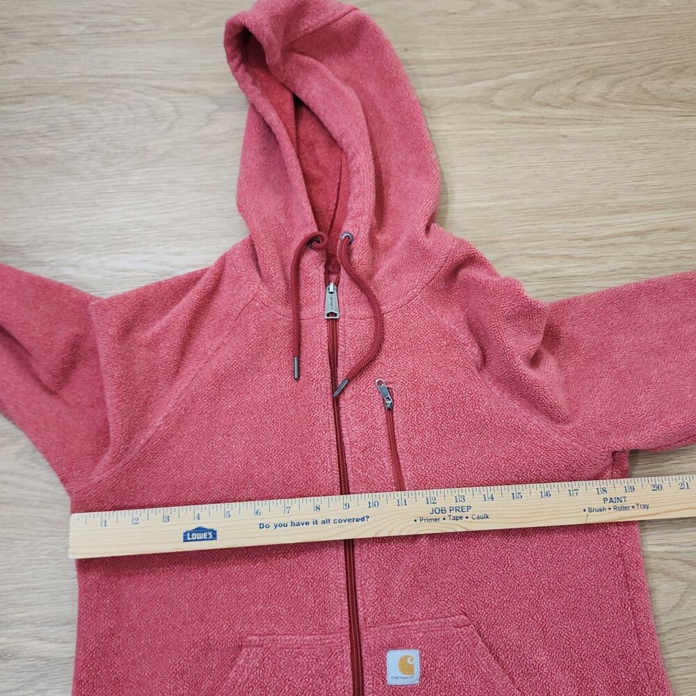 Unique Carhartt Salmon Hoodie Womens S Full Zip Hooded Textured Workwear Jacket - Picture 6 of 7